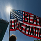 A protestor waves an American flag with the words “Black Lives Matter” painted on it during a Juneteenth rally at Cadman Plaza on June 19, 2020 in the Brooklyn Borough of New York City.